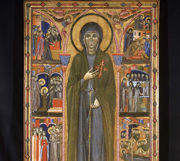 Immagine della tavola lagne all'interno di Santa Chiara. La tavola, attribuita al Maestro di Santa Chiara e rappresenta la santa e aneddoti della sua vita.